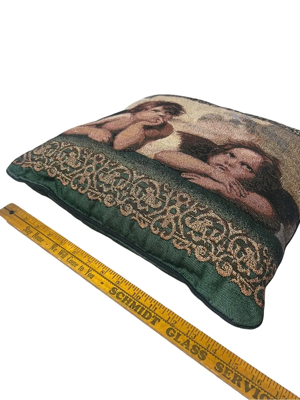 Vintage Raphael Cherubs Sistine Madonna Tapestry Throw Pillow 14x14 Angels